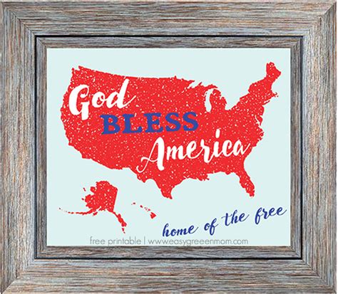 God Bless America Home of the Free ~ Patriotic Free Printable