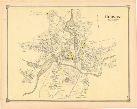 Historic Pictoric Map County Atlas Of Middlesex Massachusetts Hudson 1875