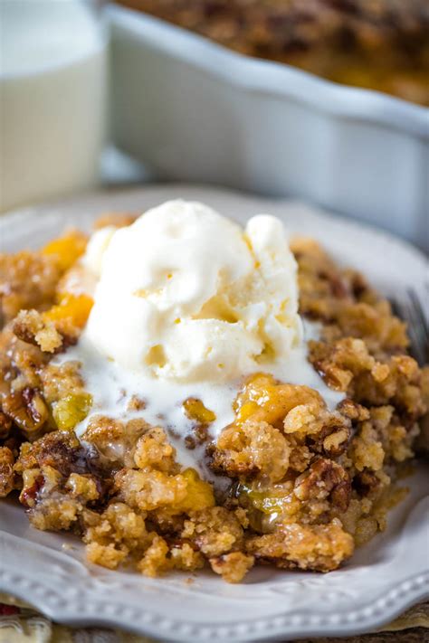 Easy Peach Dump Cake With 5 Ingredients Flour On My Fingers