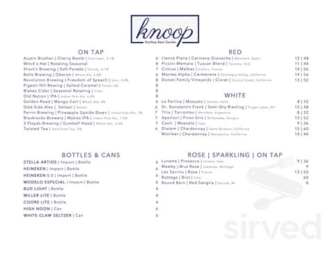 knoop rooftop beer garden menu  grand rapids michigan usa