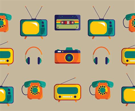 retro stuff seamless pattern vector art graphics freevectorcom