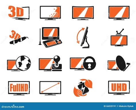 Display Specifications Icons Set Monitor Display Features Vector
