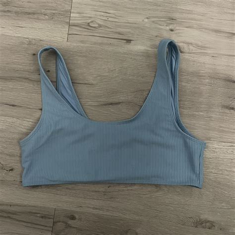 Frankies Bikini Top Blue Ribbed Really Soft Depop
