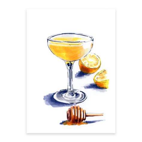 Bee S Knees Cocktail Print Bees Knees Cocktail Cocktails Drawing