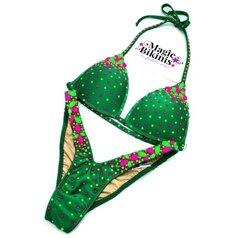 Competition Bikini No Apple Green Lycra With Neon Crystals Magic Bikinis Custom