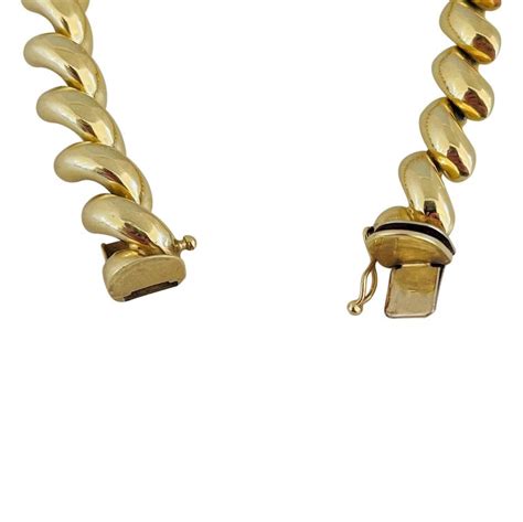 14 Karat Yellow Gold Ladies Macaroni San Marco Link Bracelet Italy For