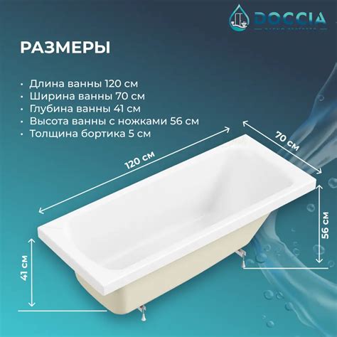 Ванна акриловая Doccia La Spezia 120x70 в комплекте с ножками ️ купить ...