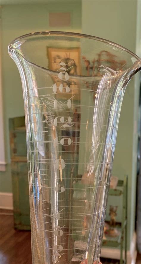 Antique Art Deco Whitehall Tatum Glass Beaker Pitcher Etched