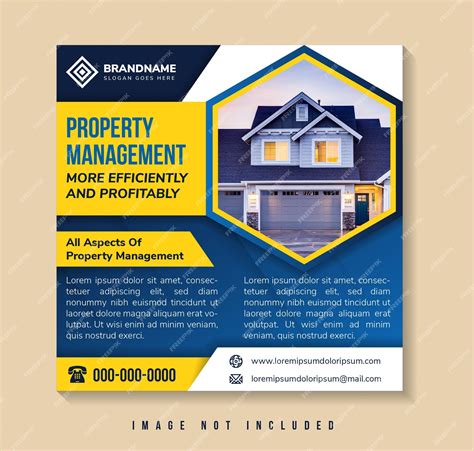Premium Vector | Home real estate property management square banner for