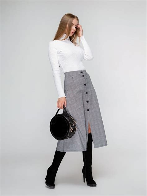 Юбка серая в клетку - Sewel - 4349501