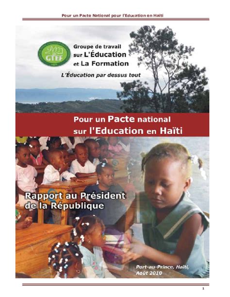 (PDF) Pour un Pacte National pour l'Education en Haïti . Le Rapport du