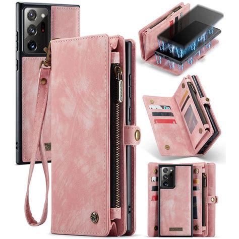 Caseme Samsung Galaxy Note 20 Ultra Wallet Case With Wrist Strap Pink