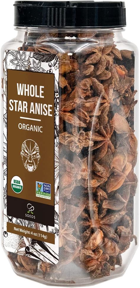 Soeos Organic Star Anise Whole Star Anise 4 Oz 114g