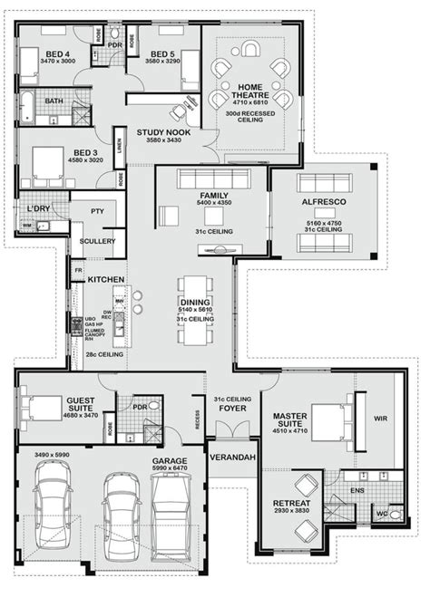 17 Five Bedroom Floor Plans