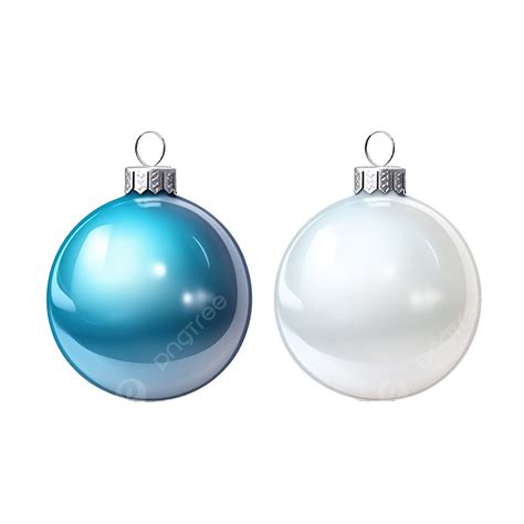 D Realistic Christmas Ornament Decoration White And Blue Bauble Ball