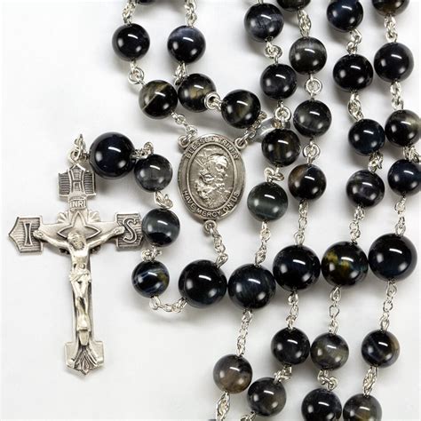 Blue Tigers Eye Mens Rosary Handmade Heirloom Rosaries Blessed