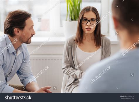 Serious Brunette Looking Her Colleague Stock Photo Shutterstock