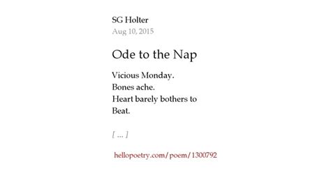 Ode To The Nap By Sg Holter Hello Poetry