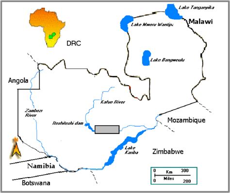 Map Of Zambia Showing The Location Of The Kafue Flats Study Area