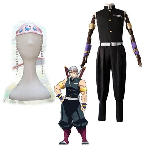 Anime Demon Slayer Uzui Tengen Cosplay Costumes Cos Uniform Sets Black