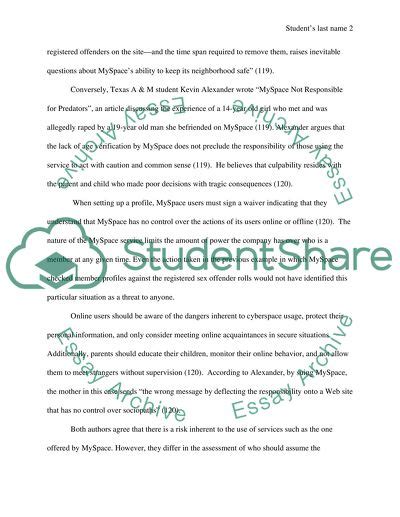 The Issue With Sex Offenders At Myspace Essay Example Topics And Well Written Essays Words