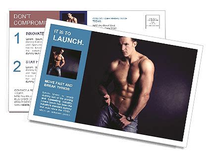 Man With Strong Naked Torso Postcard Template Design ID SmileTemplates