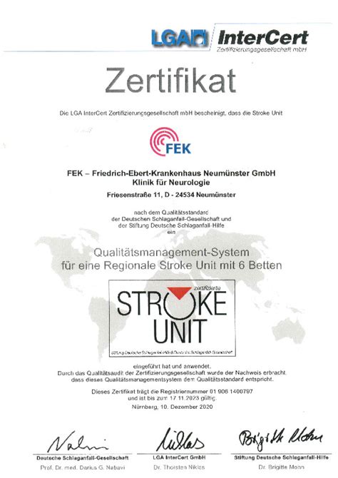 Stroke Unit Schlaganfallzentrum FEK Neumünster Friedrich Ebert