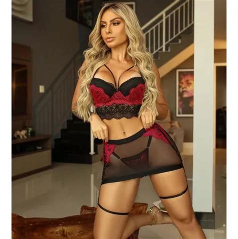 Conjunto Lingerie Sexy Passion Saia Fetiche Segredo Lacrado Frete Gr Tis