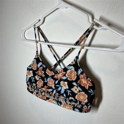 Full Tilt Pink Floral Tropical Bikini Swim Halter Top Gem