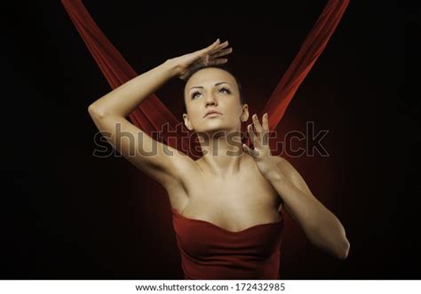 Naked Beauty Girl Red Fabric On Stock Photo 172432985 Shutterstock