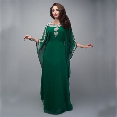 2016 Caftán Largo Vestido de Noche Árabe Dubai Kaftan Abayas Musulmanes