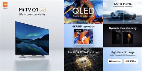 Mi TV Q1 is a new 75-inch 4K UHD QLED Android Smart TV - Features