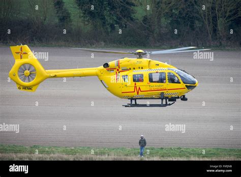 East Anglian Air Ambulance helicopter being flown by Prince William.The ...