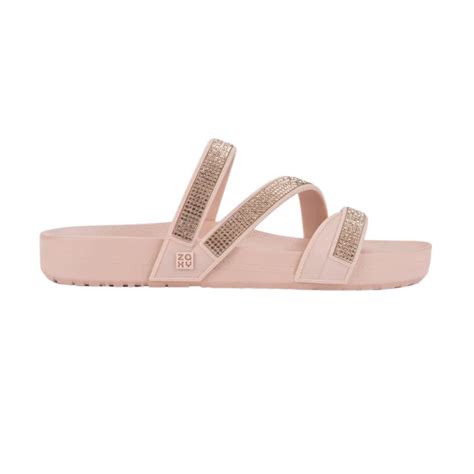 Chinelo Slide Zaxy Glow Feminino Nude Rosado Godiva Cal Ados