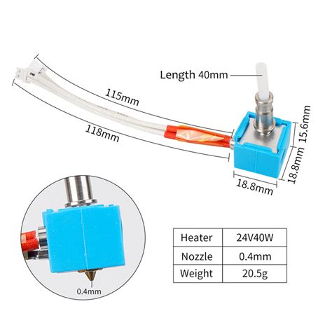 Kobra Hotend Print Head Hot End V W Cartridge Heater For Anycubic Kobra Go Kobra Plus Max J