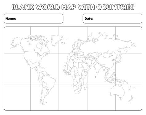 World Map With Countries Free Printable - Printable Learning Sheets