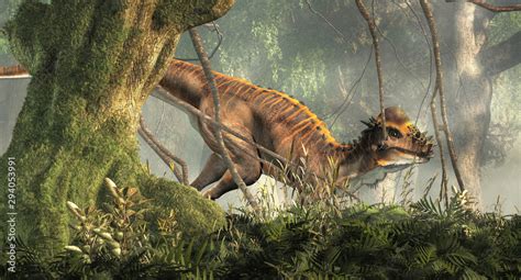 A Brown Pachycephalosaurus In A Dense Forest Pachycephalosaurus Known