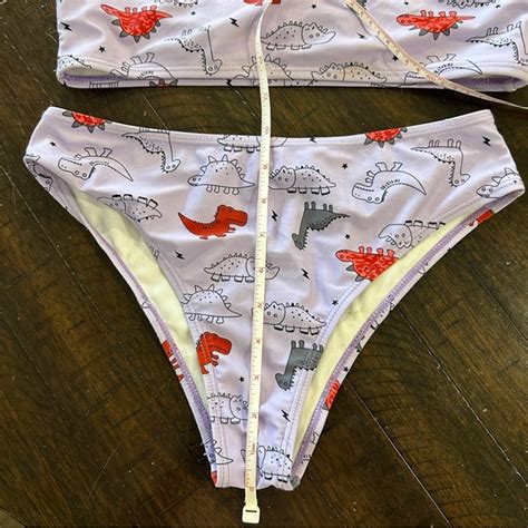 Romwe Swim Lavender Purple Dinosaur Printed Piece Bikini With Cheeky Bottoms Poshmark