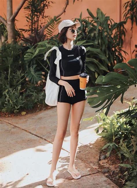 con gái Hàn chuộng bikini kín đáo Đỉnh nhất khoản che bụng mỡ và bắp tay to