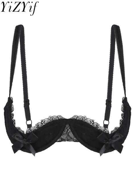 Women Sexy Open Nipple Lace Half Cups Bra Brassiere Push Up Padded