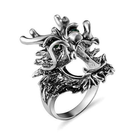 Silver Dragon Head Ring Dragon Jewelry