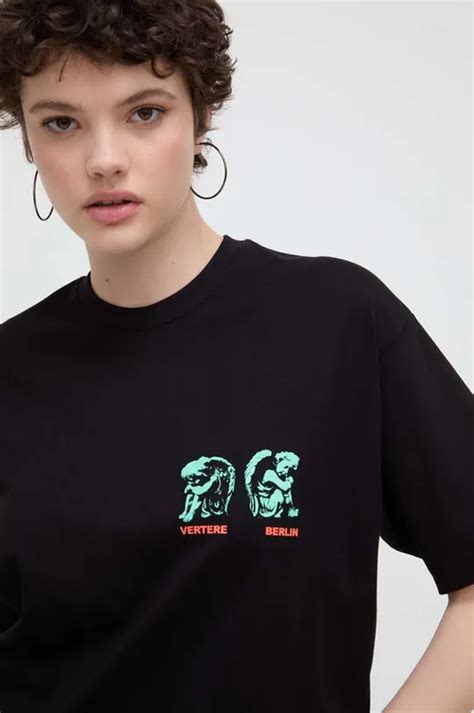 Vertere Berlin T Shirt Bawełniany Kolor Czarny Z Nadrukiem