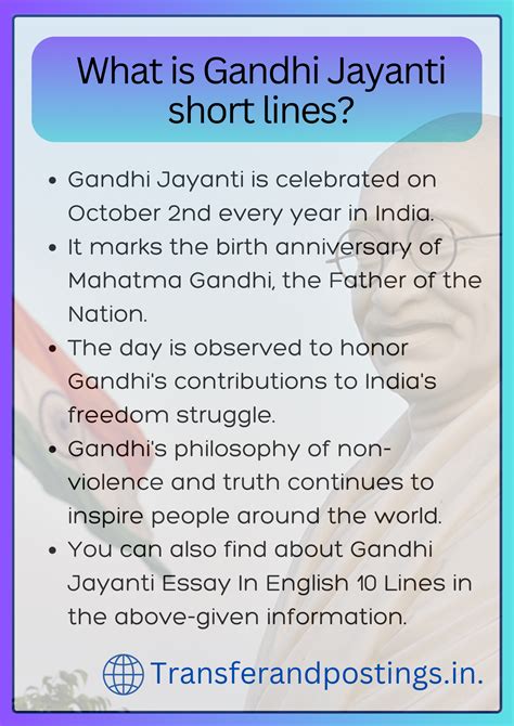 Gandhi Jayanti Essay In English 10 Lines Celebrating The Life And