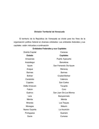 Divisi N Territorial De Venezuela Pdf