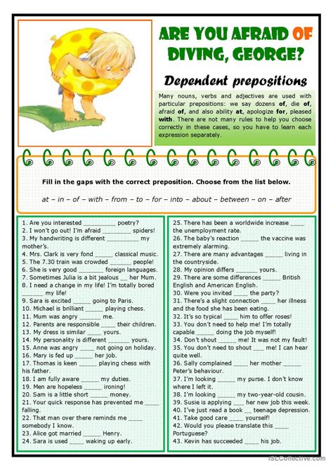 Dependent Prepositions English ESL Worksheets Pdf Doc