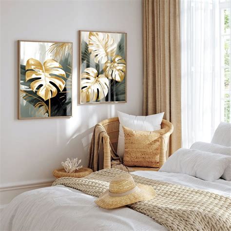 Quadro Decorativo Tons de Dourado Costela de Adão 2 Peças Elo7