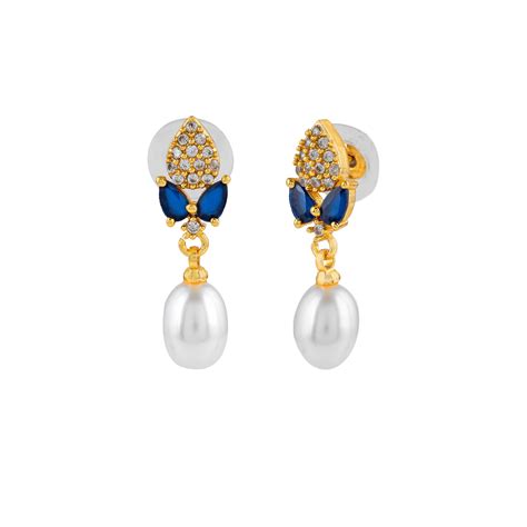Buy Azure Blossom Pearl Drops Earrings