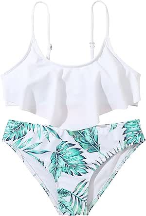 Generisch Ruffles Tenues Enfants Bikini T Enfant Maillot De Bain Fille Feuille