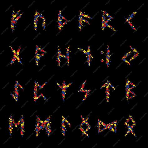 Premium Vector Runic Alphabet Scandinavian Black Scratched Letters
