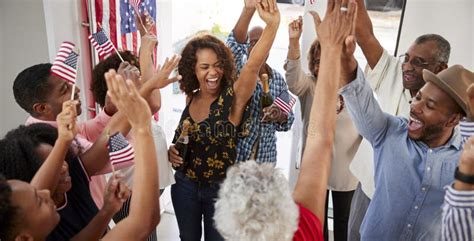 Three Generation African American Family Having an Independence Day ...